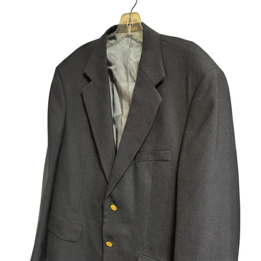 VTG STAFFORD Gold Button Wool Blend Blazer Jacket in Navy Blue  MEN'S 42R